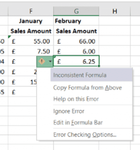 Inconsistent formula excel что это