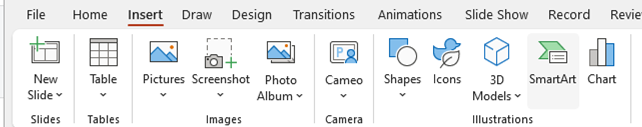 Inserting Process SmartArt diagrams in PowerPoint - icon screenshot