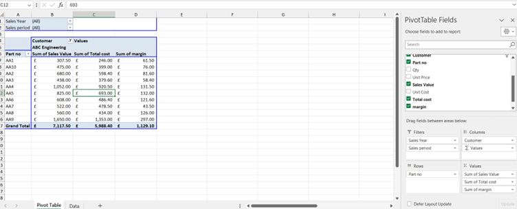 Creating a calculated field in Excel screenshot 2