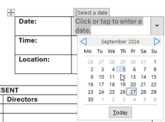 Date picker content control in word - updated date picker content option screenshot