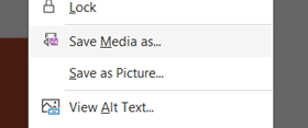Screen Recording in PowerPoint - save as media option screenshot
